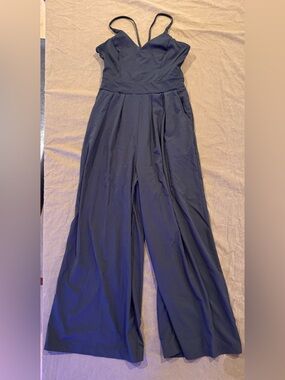 Halara Sleeveless V-Neck Wide-Leg Jumpsuit Black